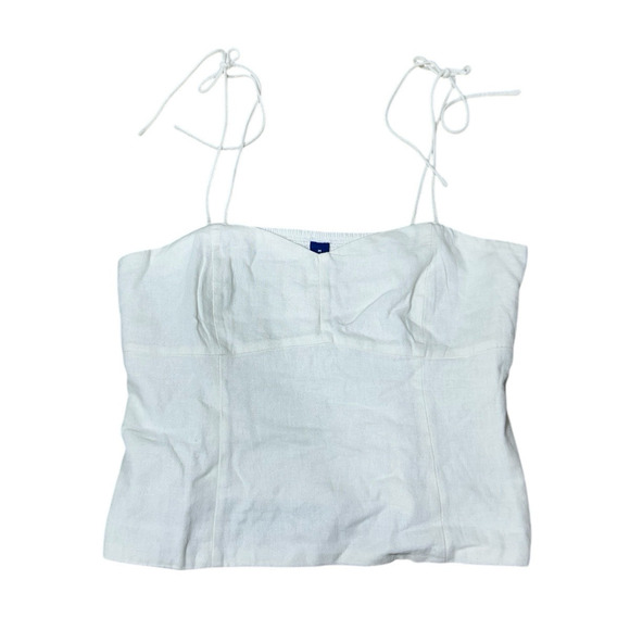 Old Navy White Bustier Linen Blend Tank Top Sz M Smocked Back Blouse New - Picture 4 of 7